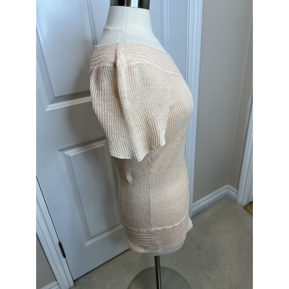 Lauren Ralph Lauren Linen crochet Knit Peach Top  XL Short Sleeve Costal 90's - Picture 4 of 9
